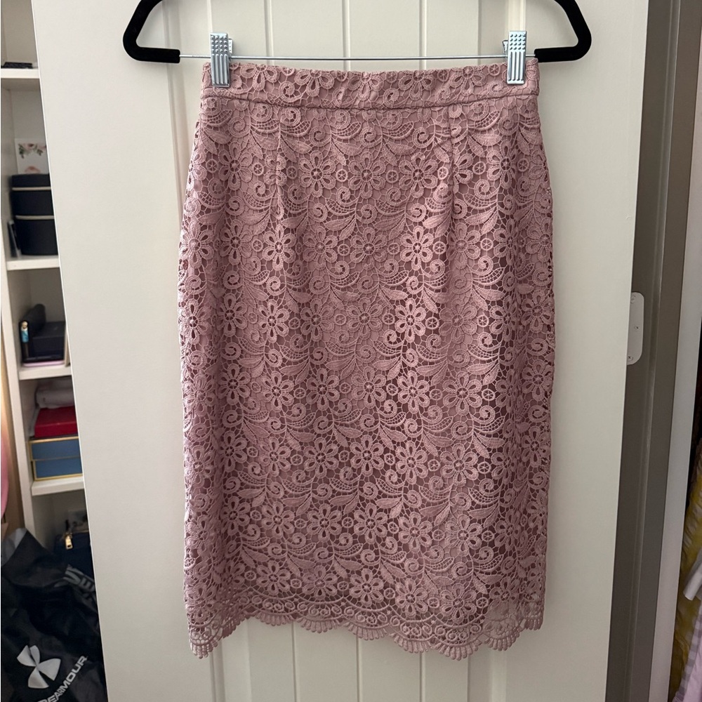 Dusty Pink Floral Lace Skirt